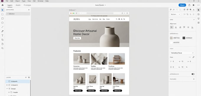 design website UI UX in adobe xd