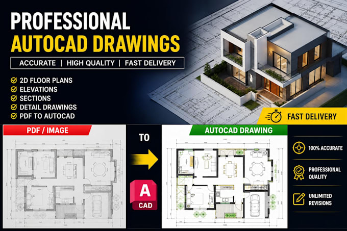 redraw your floor plan in autocad with dimensions and layers