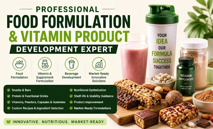 do food formulation, vitamin product development formulation drinks, snacks bars