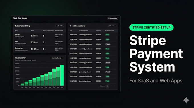 build a stripe payment and subscription billing system for your saas or web app