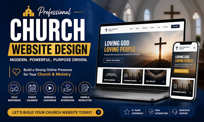 design wix or wordpress website for churches, ministry website