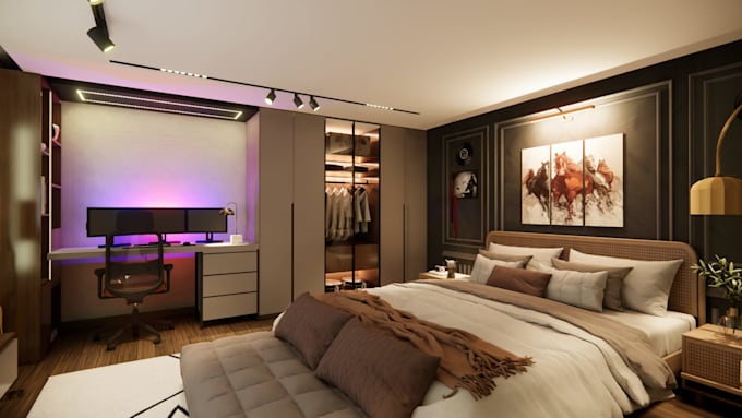 design modern interior, 3d realistic renders, and complete architectural