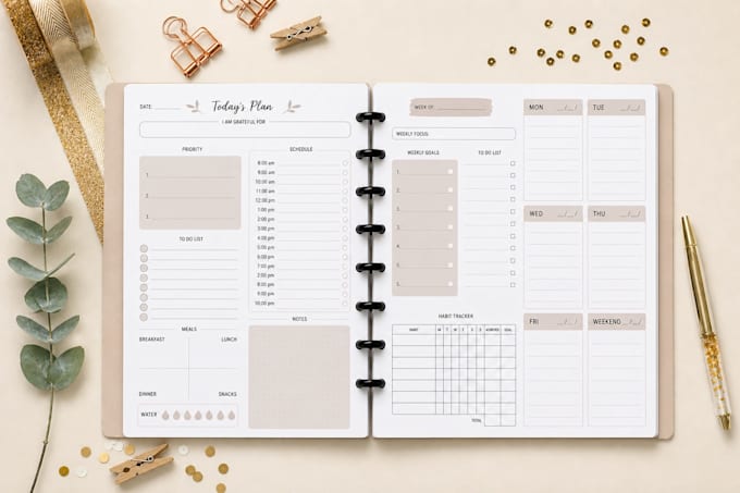 do printable minimalist planner design, workbook or journal design
