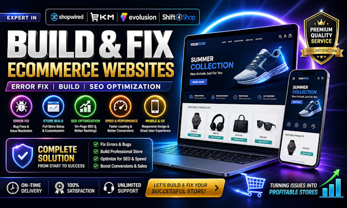 fix shopwired ekm evolusion shift4shop error fix build ecommerce website seo