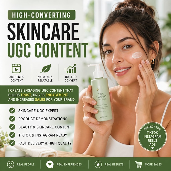 l create high converting skincare ugc video ads for tiktok