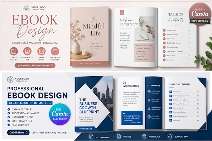 design a professional e book or PDF in canva