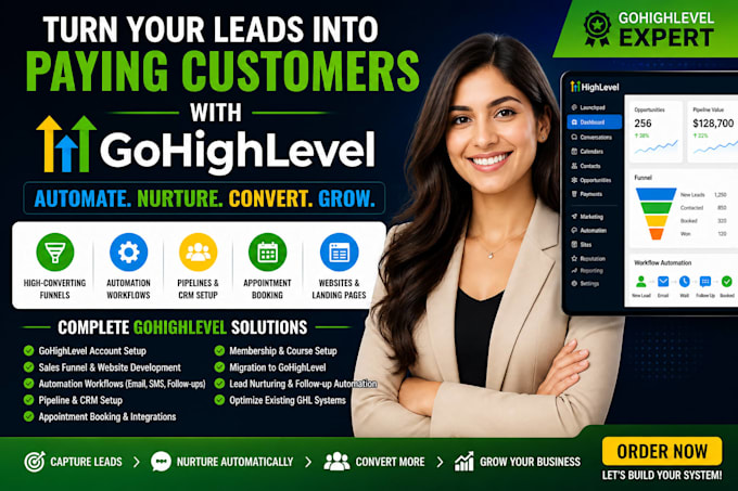 go high level expert for automation, workflows, and landing pages
