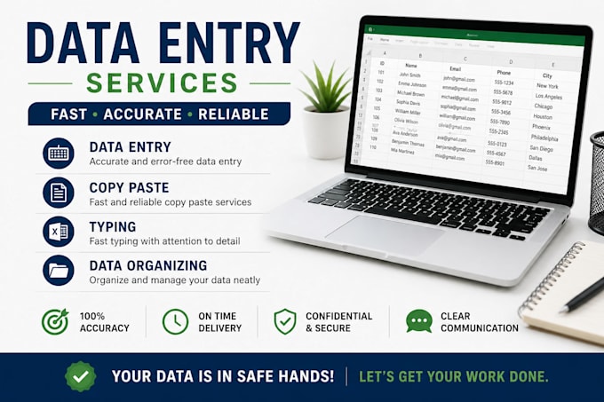 do fast and accurate data entry copy paste and typing work
