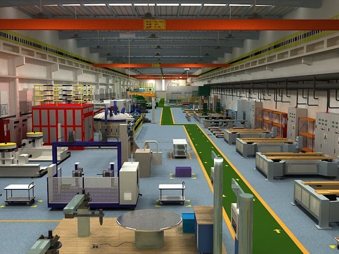 2d,3d factory layout, logistics warehouse,food factory layout, workshop facility