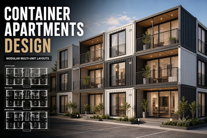draw container apartments modular buildings tiny home architectural plan