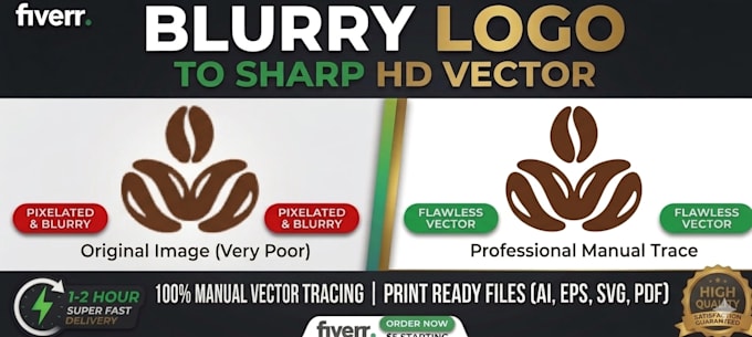 professionally restore your blurry logo into a sharp vector