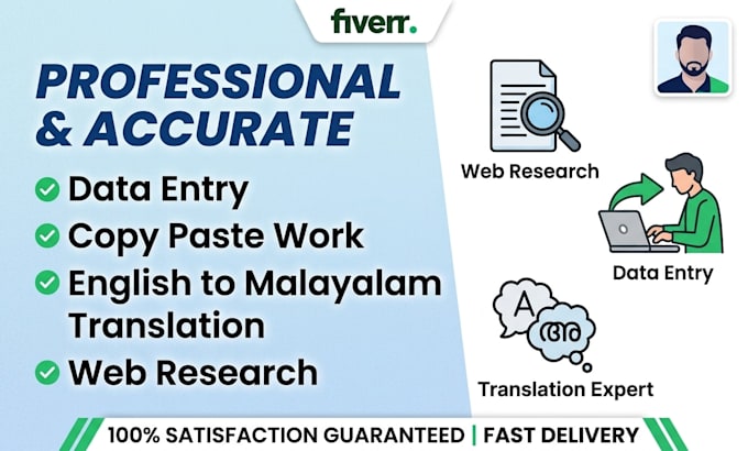 do professional data entry, copy paste and translation
