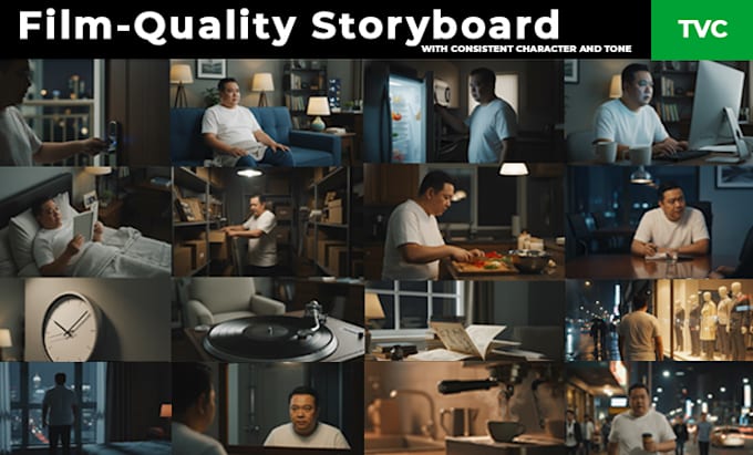 create a cinematic ai storyboard visuals with consistent characters