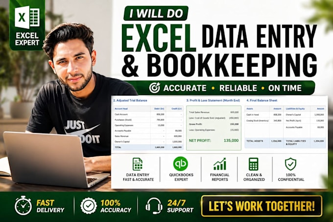 do expert excel data entry and quickbooks bookkeeping