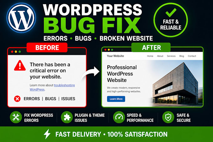 fix wordpress errors, bugs, and broken website issues fast