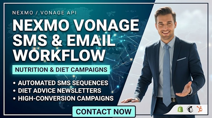 setup nexmo vonage sms marketing automation email integratetion workflow