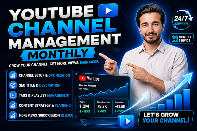 provide monthly youtube channel management