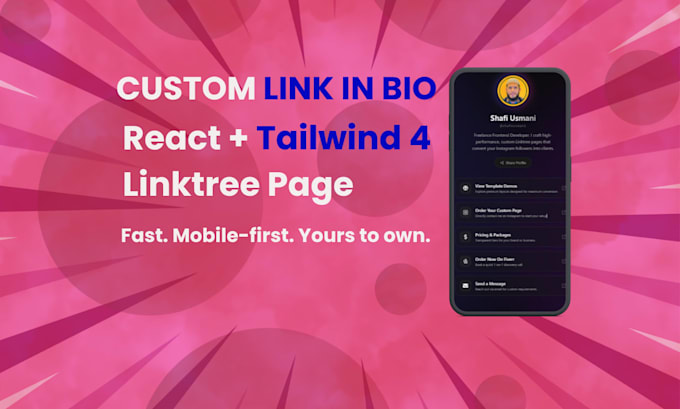 build a custom linktree page using react and tailwind CSS 4