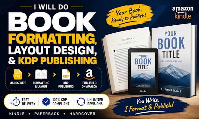 do book formatting, layout design, and KDP publishing