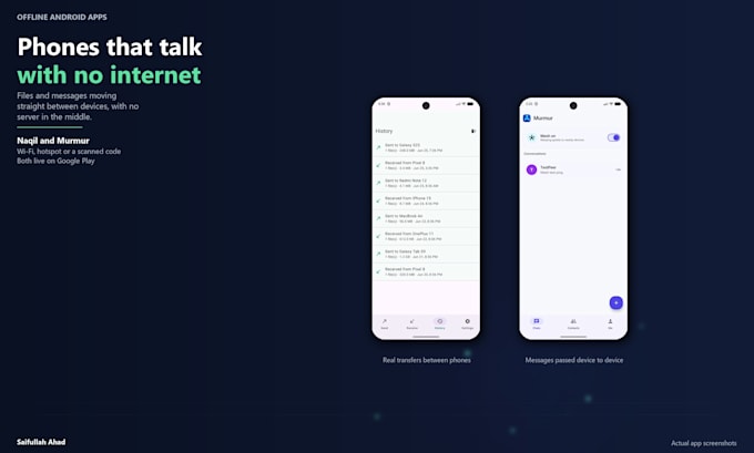 build an offline android app that syncs between phones