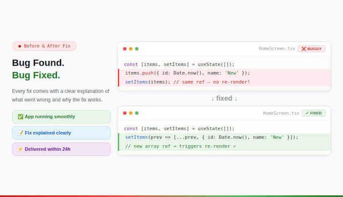 resolve bugs in your react native or react app