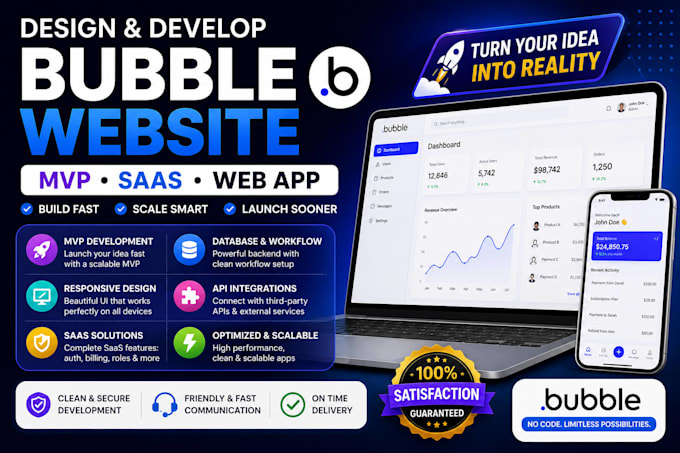 design bubble website bubble mvp saas bubble app developer