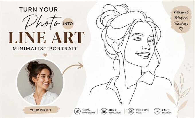 create minimalist continuous line portrait from your photo