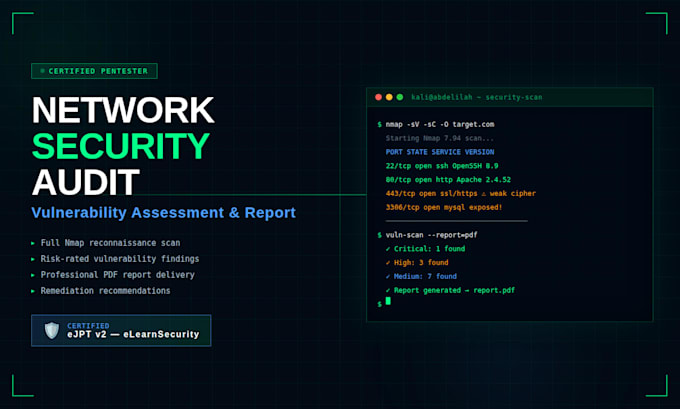 perform a network vulnerability scan and deliver a professional security report