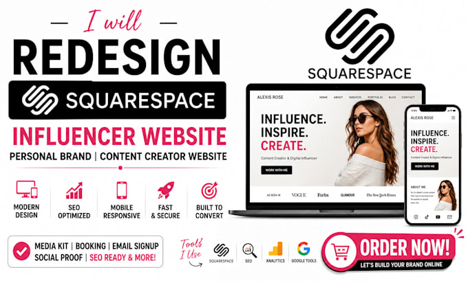 redesign influencer website personal brand website content creator website
