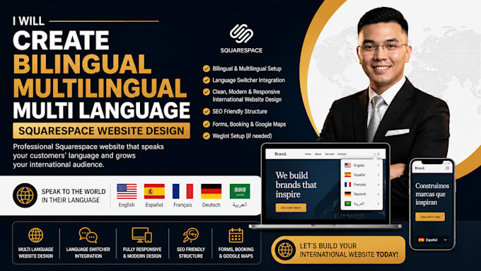 create bilingual website multilingual muti langauge squarespace website design