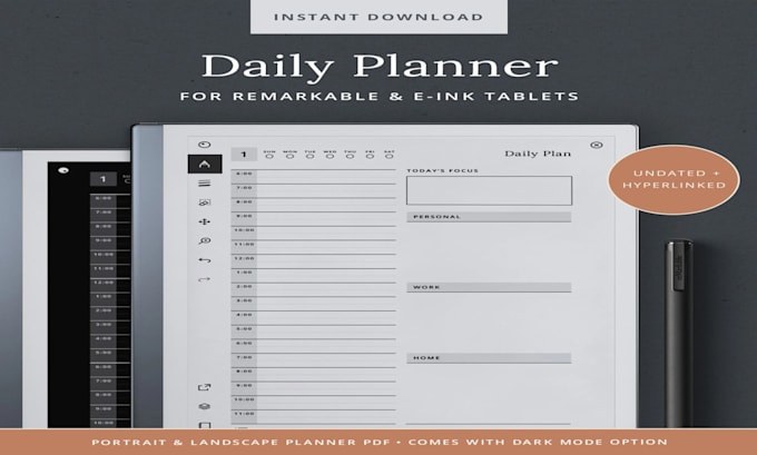adhd digital planner for goodnotes hyperlinked ipad planner editable 2026 kit