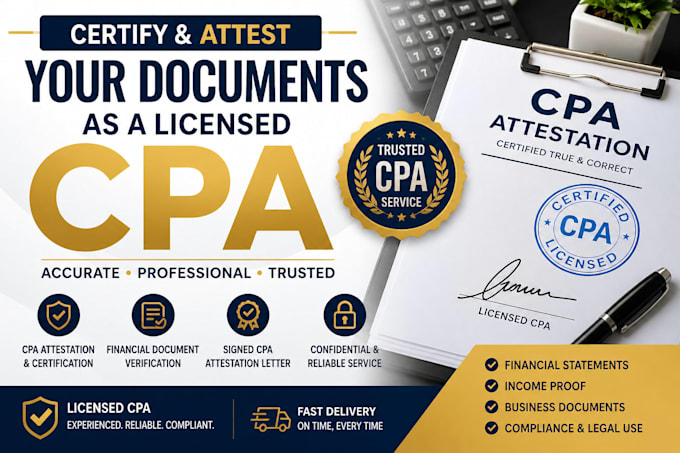 certify and attest your documents as a licensed CPA