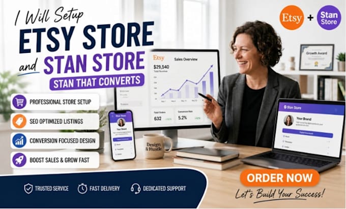setup etsy store  and stan store stan that converts