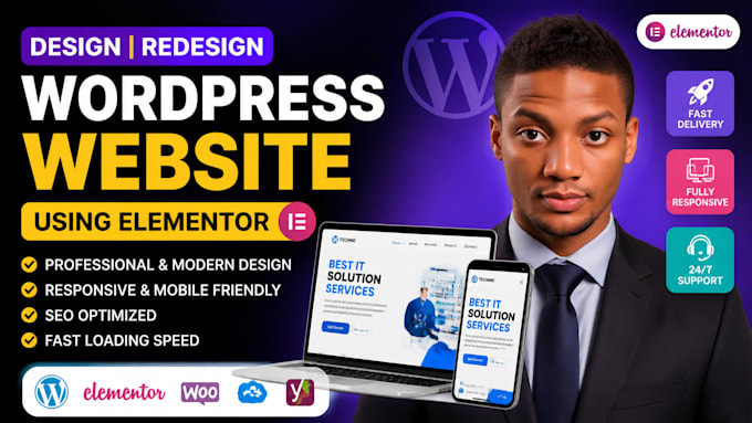 copy, clone, design, redesign website using wordpress, elementor as a developer