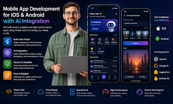 Do mobile app development for ios android using flutter with ai ...
