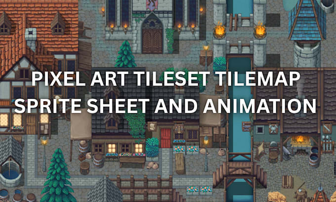 Create top down pixel art tileset, game asset, game environment, sprite ...