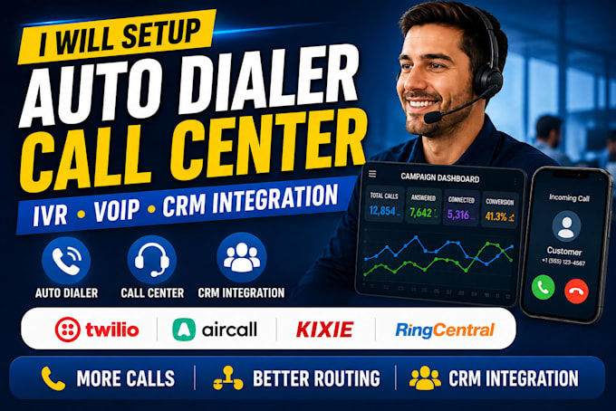 setup auto dialer call center IVR and CRM integration