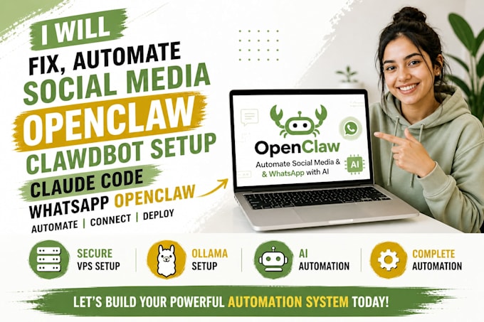 fix, automate social media openclaw clawdbot setup claude code whatsapp openclaw