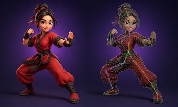 Create cute stylized 3d cartoon character model for rigging animation ...