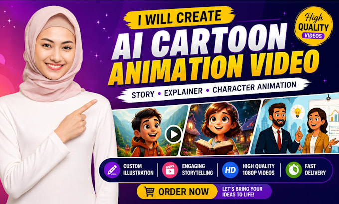 create ai cartoon animation video, animated story, and explainer video