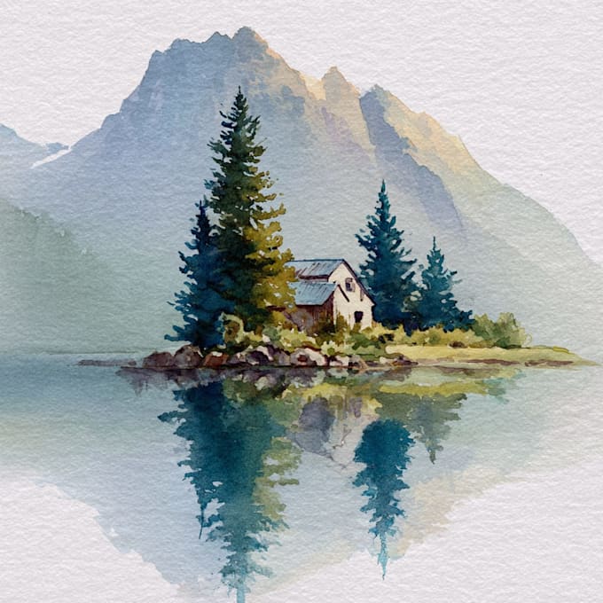 draw a watercolor landscape illustration
