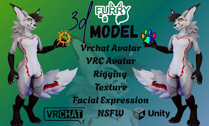 Create realistic vrchat avatar and vtuber model, 3d furry model ...