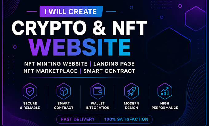 create crypto, nft minting website, landing page, nft marketplace smart contract