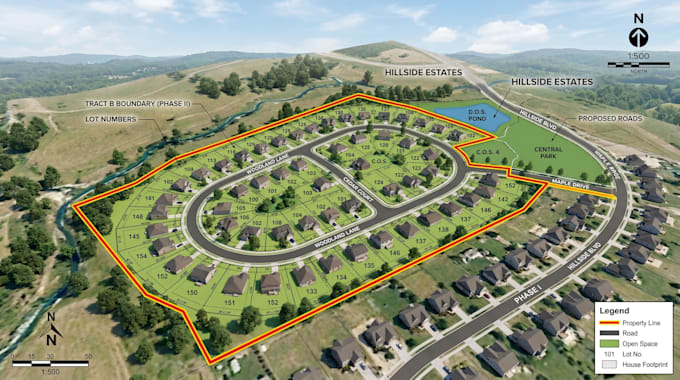 design real estate land subdivision site plan, plot plan and parcel map