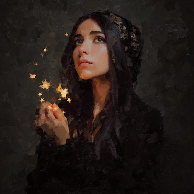draw a printable, realistic digital oil painting art