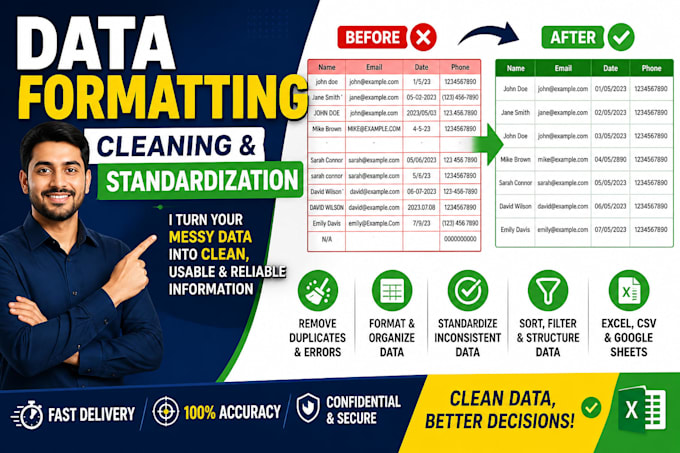 data formatting, data research and copy paste