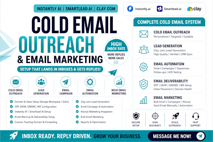 Instantly ai cold email outreach clay lead gen smartlead ai by Rexy ...
