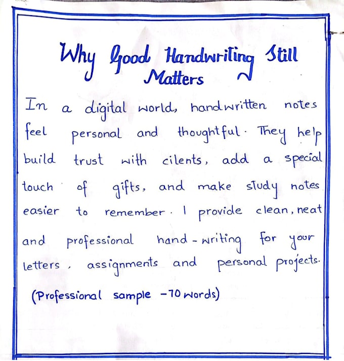 do handwritten assignments , typing
