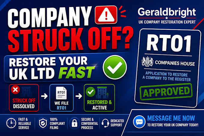 restore your dissolved UK company and file rt01 fast