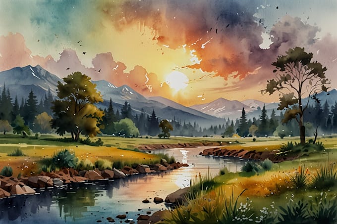 do creative watercolor landscape art